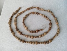 Christmas Garland Wood Balls Wood Beads 79" Long Natural Holiday Rustic
