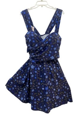 Cocopear Women s Plus Size 6XL Blue Swim Dress One Piece Cross Over  Swimsuit