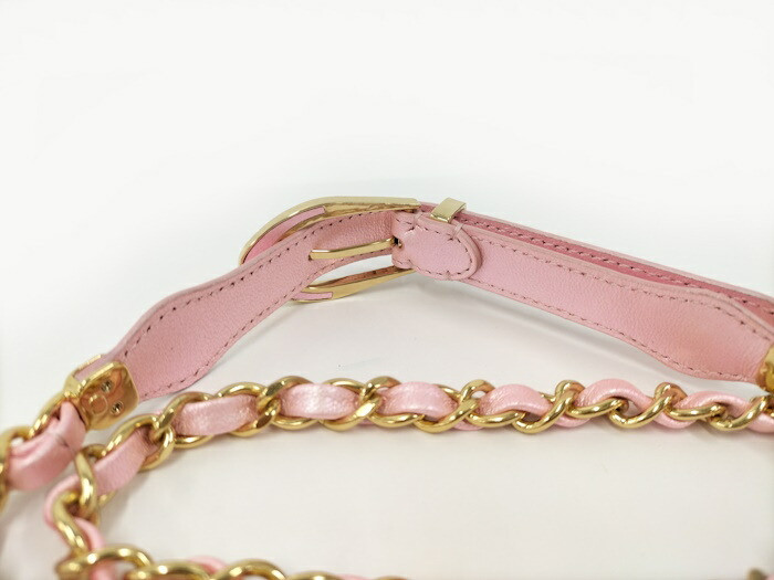 CHANEL ベルト チェーン レザー ピンク A24C AUTH CHANEL BELT CHAIN LEATHER PINK A24C COCO MARK CHANEL CHAIN