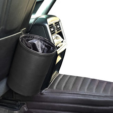 Collapsible Pu Leather Car Trash Can Waterproof Pop Up Garbage Bin Black
