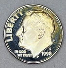 1998-S Proof Silver Roosevelt Dime 90% .900 San Francisco Mint Toned Toning