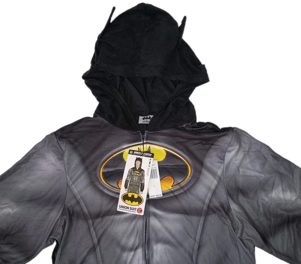 NUEVO CON ETIQUETAS DC Comics Brevemente Declarado Para Hombres Batman Traje de Unión Disfraz Mono Pijama Largo Foto 2 de 4