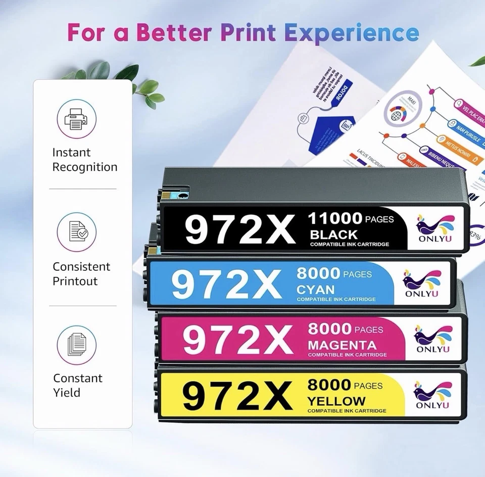 972X Ink Cartridges Compatible with HP 972X Ink Cartridges HP Pagewide Pro 4PACK - Image 4 of 4