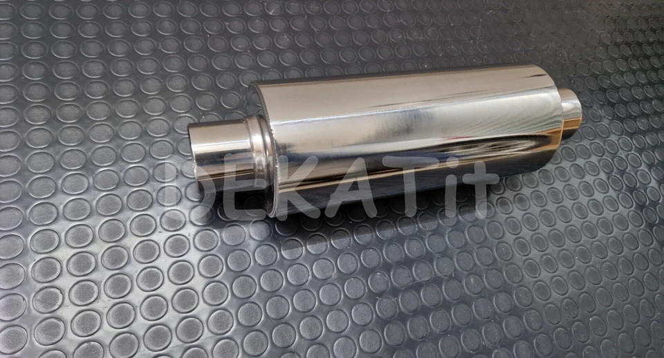 SILENZIATORE AUTO TONDO UNIVERSALE CENTRALE ACCIAIO INOX DIAMETRO Ø 60 MM L. 420 - Immagine 3 di 4