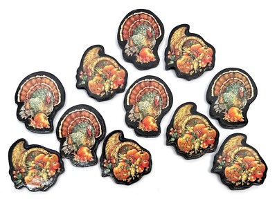 Vintage Refrigerator Magnet Lot Thanksgiving Turkey Cornucopia Fall Autumn 