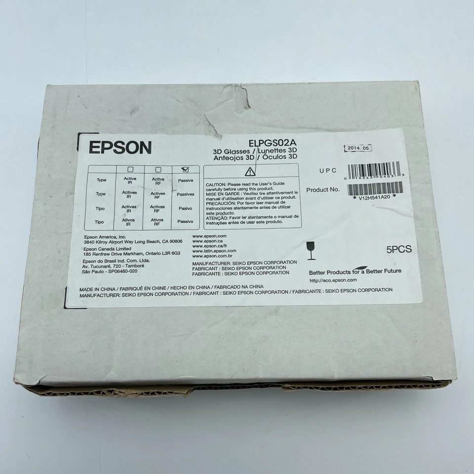 Epson 3D Glasses Passive ELPGS02A Black Lunettes Movie Watch Classroom BOX of 5 - Image 2 of 4