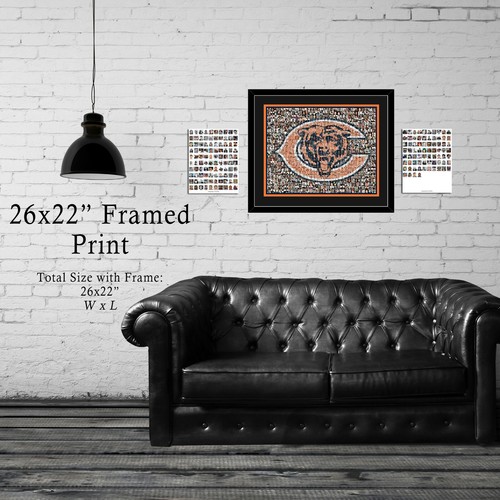 Chicago Bears Mosaic Art 100+ Past and Present Players NFL Wall Print Gift - Picture 12 of 13