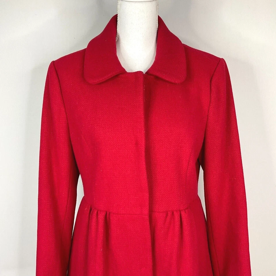 Eliza J Coat Wool Blend Red Red Womens Medium Snap Button Pockets - Image 2 of 4