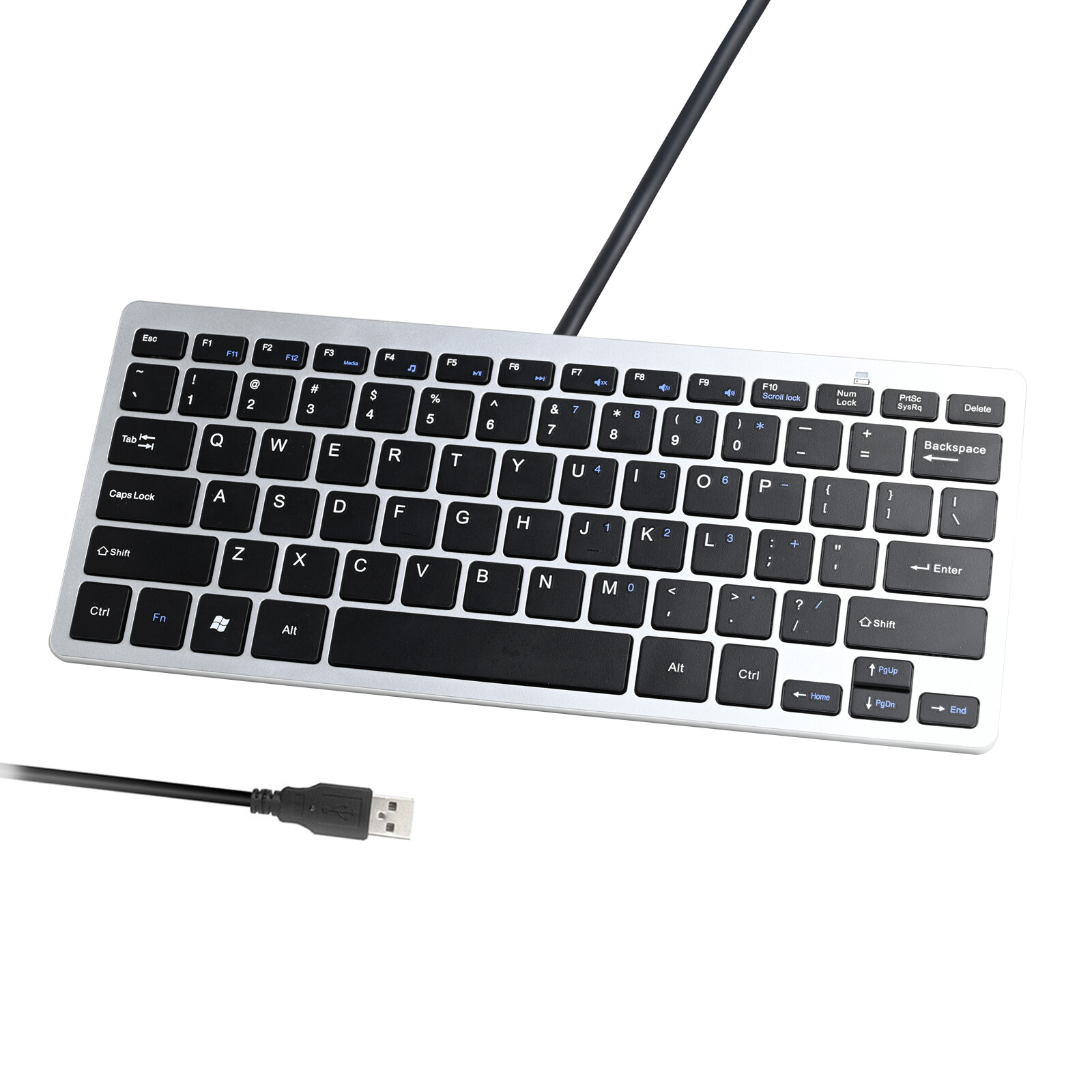 Mini USB Slim Wired 78 Keys Small Super Thin Compact Keyboard for Desktop Laptop