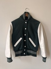 DELONG VARSITY LETTERMAN'S JACKET - MADE IN USA - Wool  Leather Size Youth M