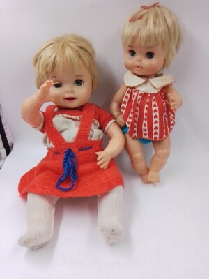 2 Vintage Puppen Mädchen mit Funktion, Remco Ind. 1966, Deluxe Reading Corp.