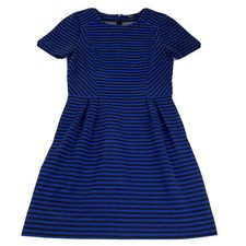 Madewell Women’s Size 4 A-Line Dress Blue Black Striped Short Sleeve Career