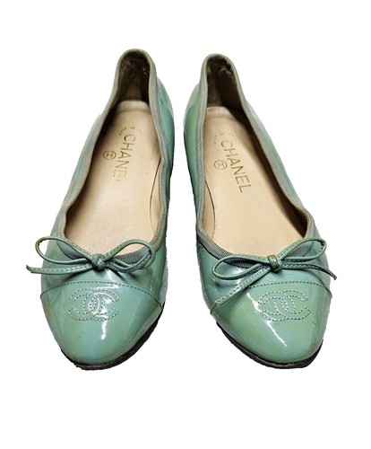 Chanel Green Tweed Flat Sling Back Size 38.5 | eBay