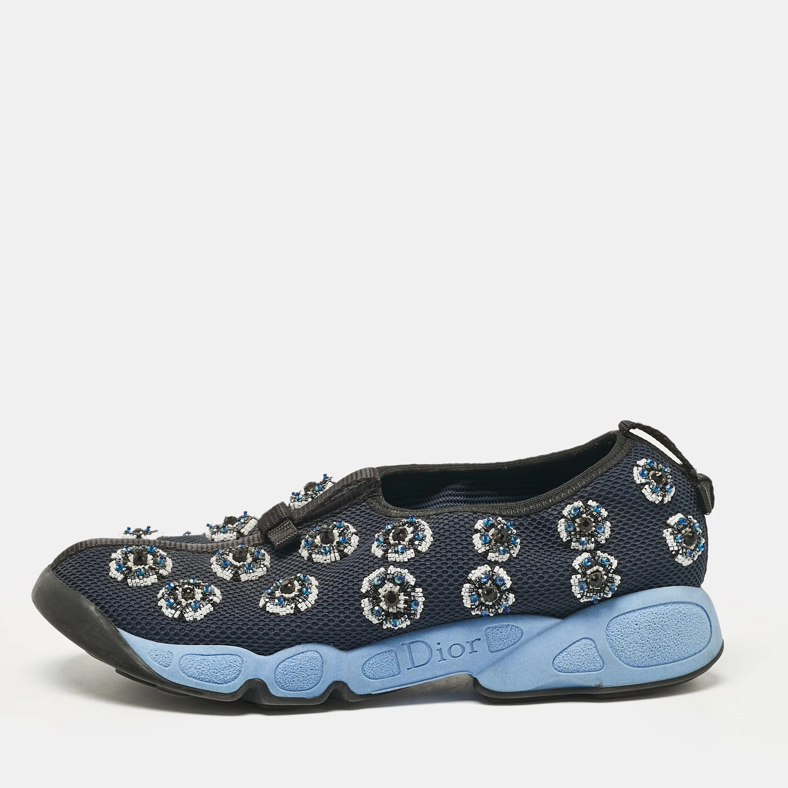 Baskets Dior bleu/bleu marine maille cristal orné fusion pointure 37,5