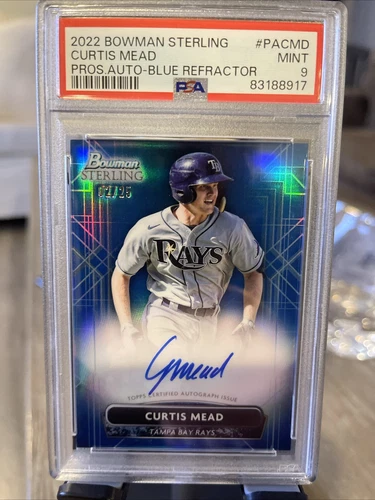 2022 Bowman Sterling Prospect Auto BLUE Refractor Curtis Mead PSA 9 # 2/25