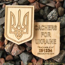 Cachers for Ukraine 2-sided trackable Wooden Nickel Unactivated 