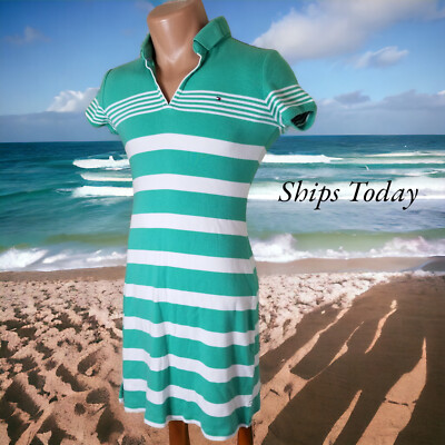 Tommy Hilfiger Women's Size S Short Sleeve 100% Cotton Green Striped Dress 11026 | eBay Tommy Hilfiger Women's Size S Short Sleeve 100% Cotton Green Striped Dress 11026 | eBay