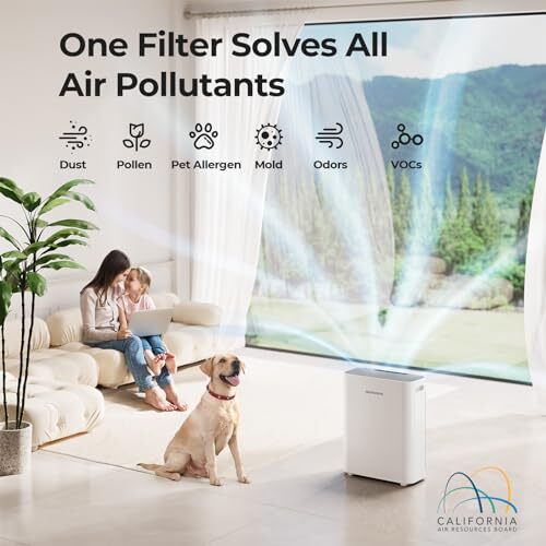 White H13 True HEPA Air Purifier for Large Rooms and Bedrooms at Home