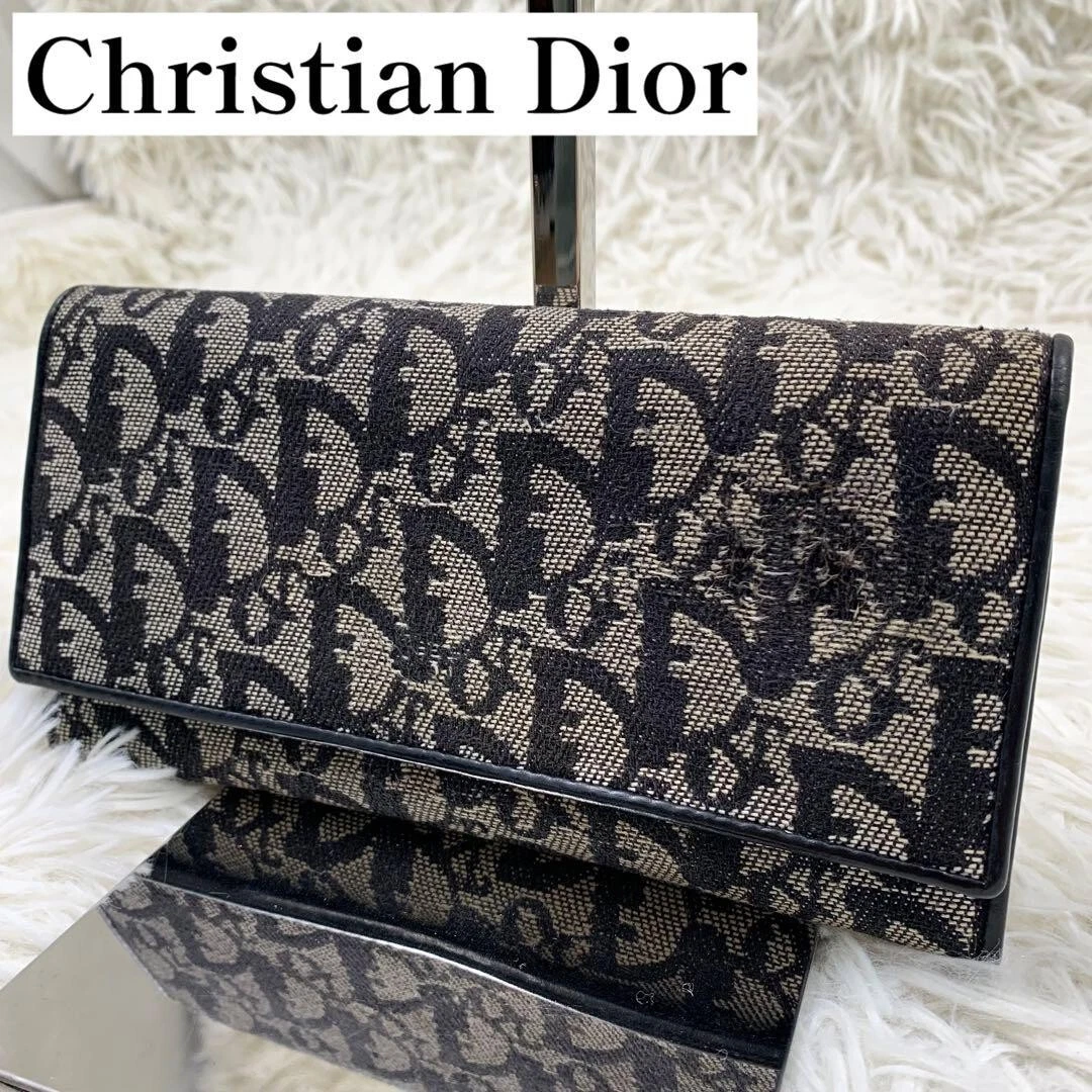 Portefeuille long toile trotteur Christian Dior noir du Japon