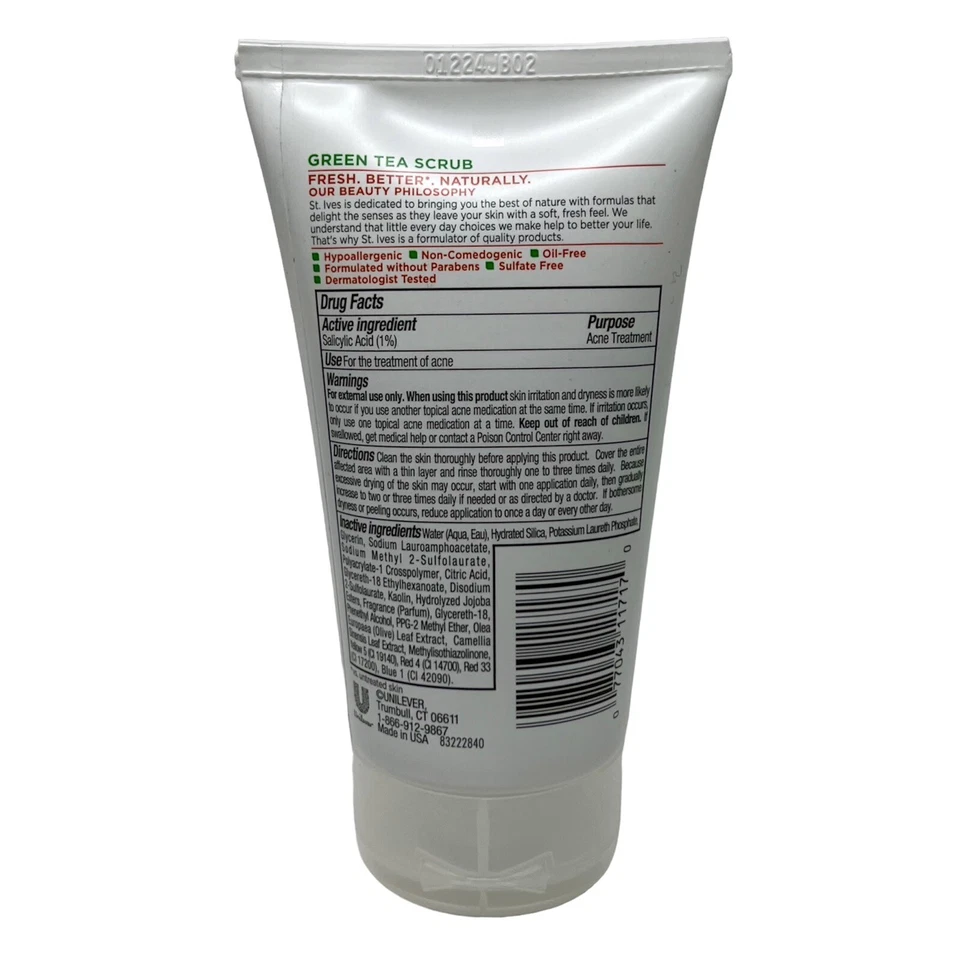 St. Ives Blemish Control Green Tea Facial Scrub 4.5 Fl Oz Gently Clears Breakout - Image 2 of 2