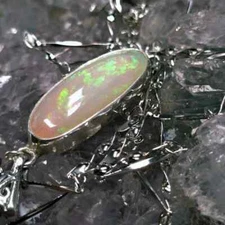 Regent Flame Lightning Ridge Crystal Opal 9.00ct  Custom-made S925 SilverNeck...