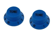 NEW - Tone Knobs (2) For Fender Strat, Fits USA Split Shaft Pots - DARK BLUE