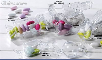 Decoraparty 12 Scatoline Trasparenti con Coperchio Porta Confetti 6 x 6 x 6 cm - Cubo in Plastica Plexiglass Scatole per Bomboniera, Comunione, Cresima, Matrimonio, Battesimo (Set da 12