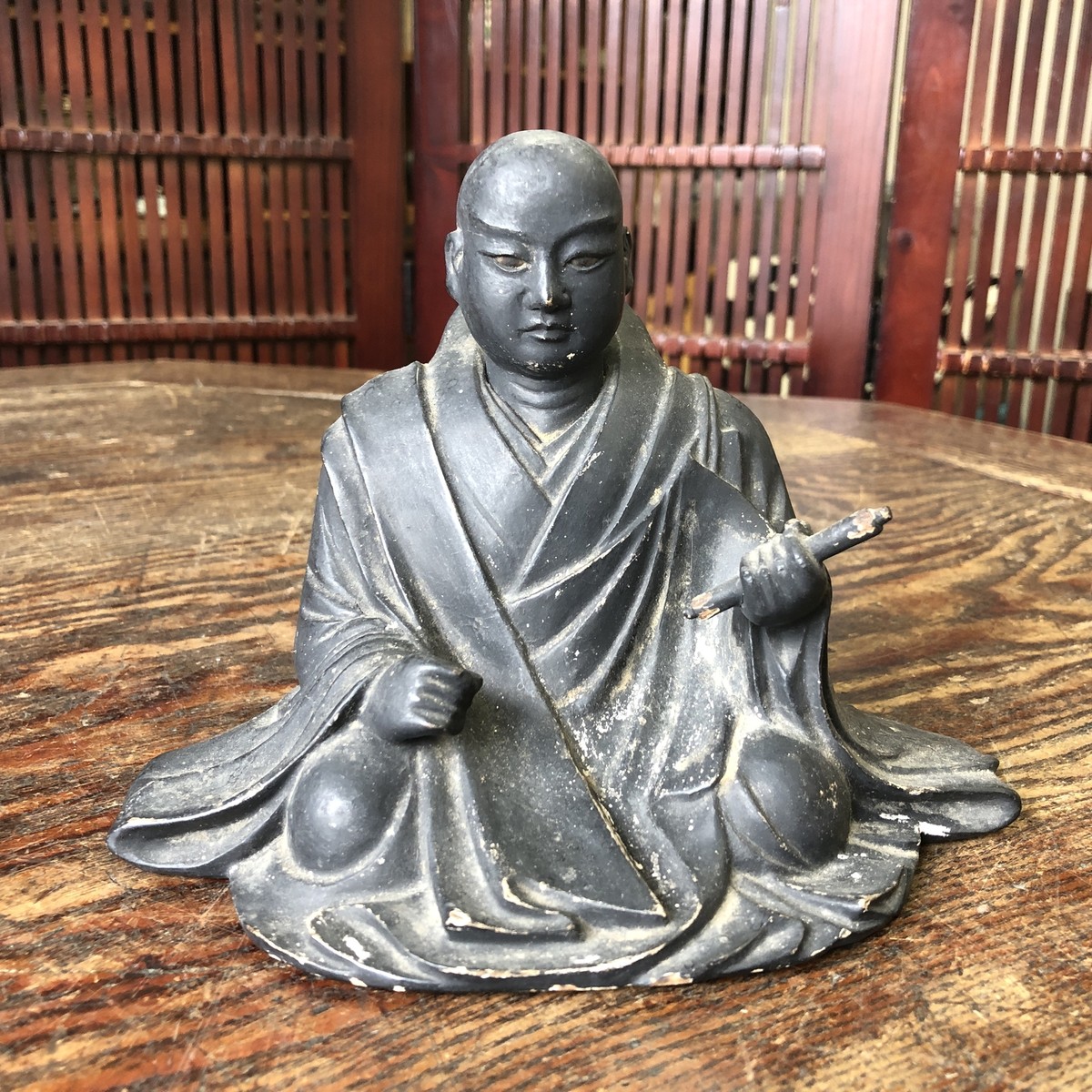 Y3372 STATUE Nichiren Daishonin figure glass eyes figurine