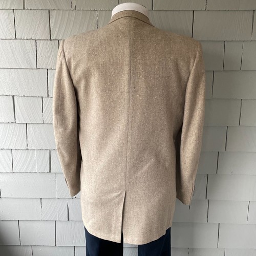50s Vintage Gentry Buff Gray Cream Wool Tweed 2-Button Mens Jacket Size 44 - Picture 3 of 8