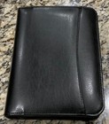 Franklin Covey Black Leather Planner Zip Around 6 Ring Binder 8 3/4 x 6 3/4