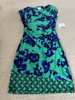 NWT Donna Morgan Green and Blue Floral Dress, Lined, Size 4