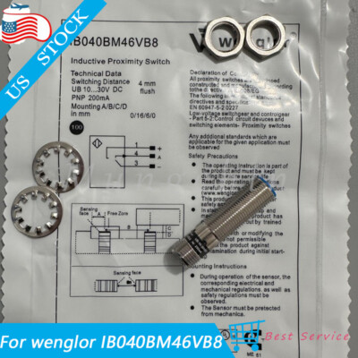 NEW For Wenglor IB040BM46VB8 Inductive Proximity Sensor Switch PNP US Shipping