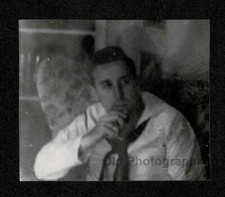 HANDSOME SAILOR IN DRESS WHITES IN DARK ROOM OLD/VINTAGE PHOTO- B384