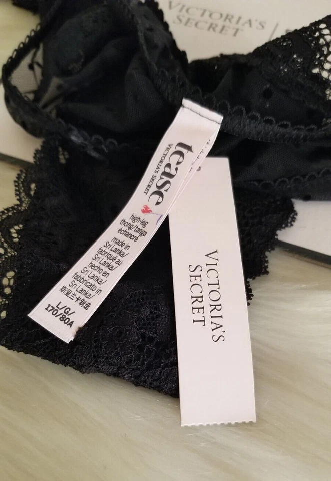 VICTORIA'S SECRET ТИЗЕР СЕТКИ КРУЖЕВА ОТДЕЛКИ ВЫСОТЫ НОГИ СТРИНГИ ТРУСИКИ БОЛЬШОЙ ЧЕРНЫЙ НОВЫЙ С ЯРЛЫКАМИ - Изображение 4 из 4
