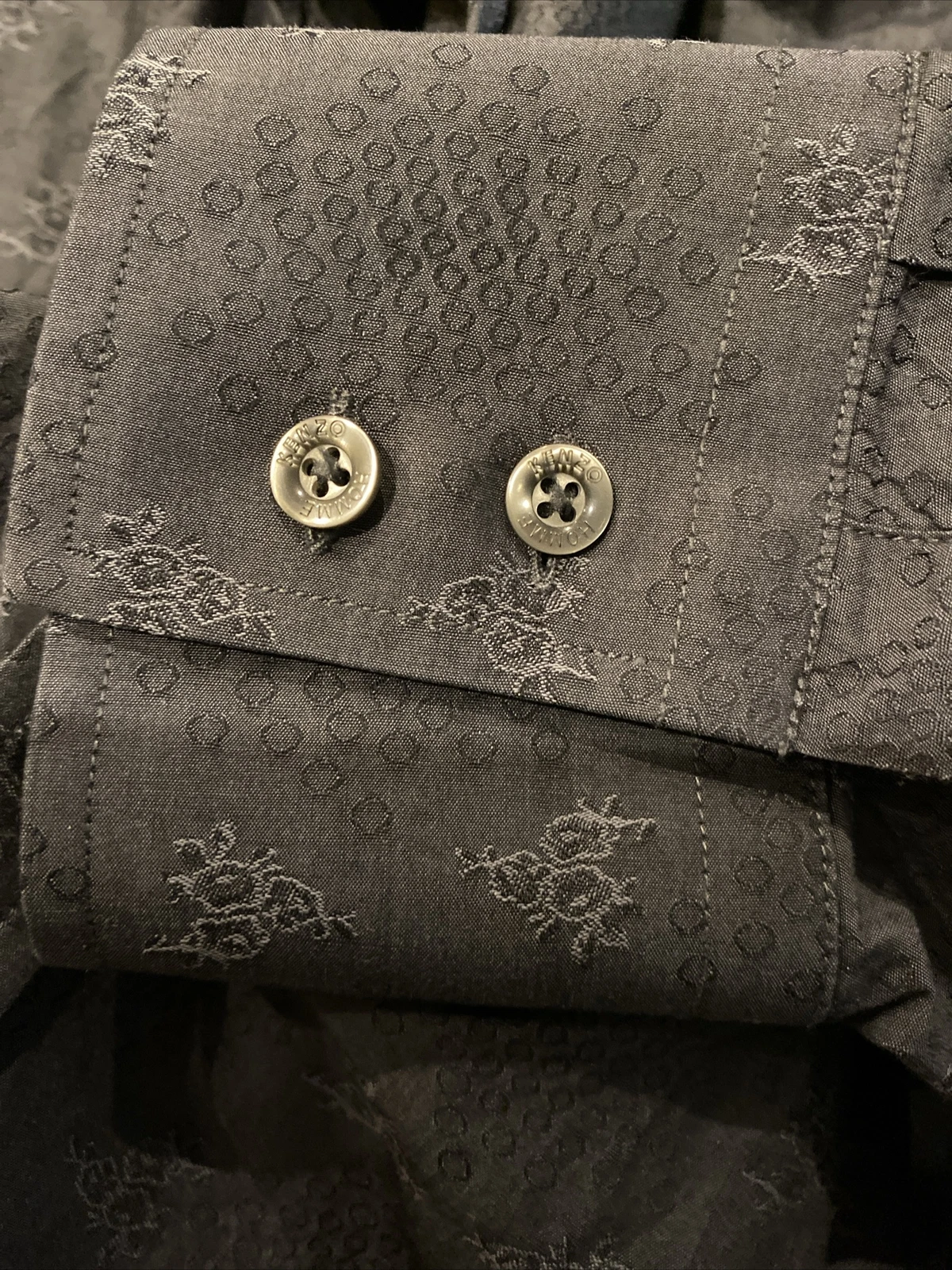 Camicia abito floreale testurizzata grigio Kenzo Designer con bottoni sul davanti 44 17 5 vestibilità slim