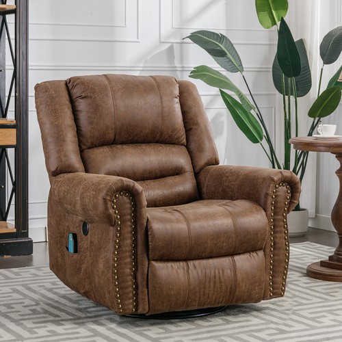 Swivel Rocker Recliner Chair Manual Glider Rocking Recliner with Heated Massage - Picture 22 of 45