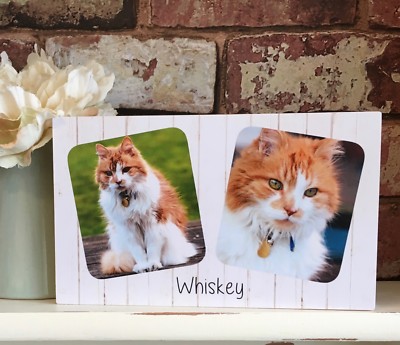 Personalisierter klobiger Fotoblock aus Holz Katze Hund Haustier