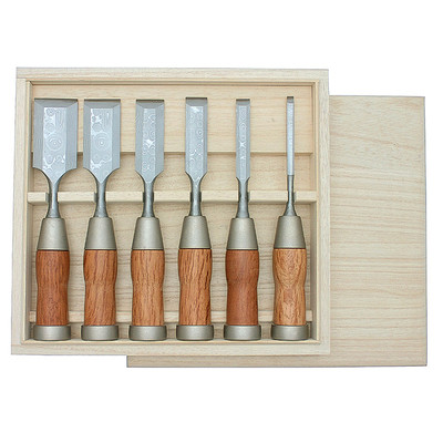 Japanische Damast Hybrid Meißel 6-teiliges Set DT710838 Western Klinge Form