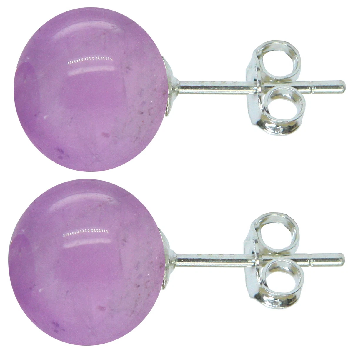 Orecchino originale in argento sterling 925 da 8 mm rotondo in ametista color zirconia - Italia