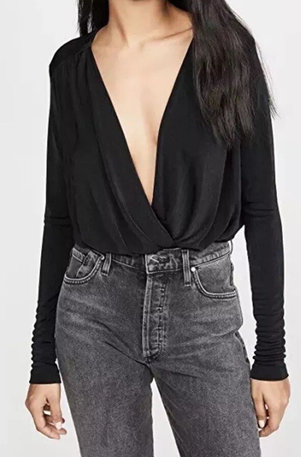 Free People - Black Turnt Body Suit - Size M