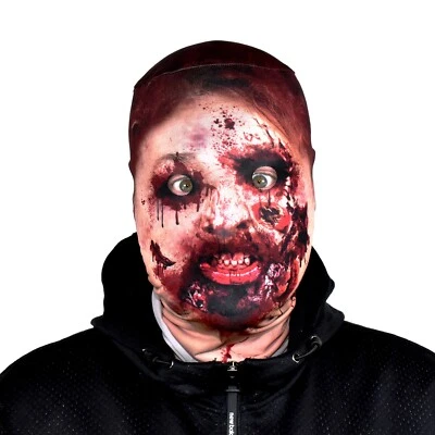 Zombie V2 3D Effekt Gesichtshaut Stoffgesichtsmaske Sensenmann Halloween FS219 - Bild 1 von 4
