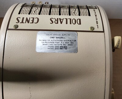 Vintage Paymaster Check Writer Machine Series S-1000 8 Column