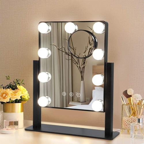 12 Zoll Kosmetik Make-up Spiegel 3 Farben Beleuchtungsmodi LED-Lampen 10-fache Vergrößerung
