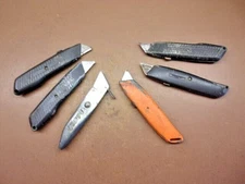 Lot of 6 Vintage Adjustable Utility Knives 4-Stanley plus Allway & Red Devil