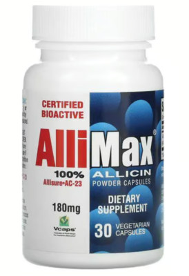 Allimax 100% Allicer-AC-23 Powder Capsules 180 mg 30 Veggie Caps - FRESH