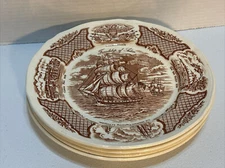 Fair Winds Dinner Plates Set of 4 Alfred Meakin Staffordshire Eng. Brown 10 5/8“
