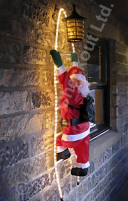 LIFESTYLE CHECKOUT 90CM (3ft) SANTA ON A LIGHT-UP ROPE LADDER SCLL3 Christmas Festive - UK SUPPLIED