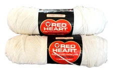Yarn 2 White Red Heart 100% Virgin Orlon Color 1 White Dye Lot 61774 Art. E.267
