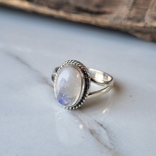 Natural Moonstone Ring 925 Sterling Silver Wonderful Gift Boho Ring PG9241