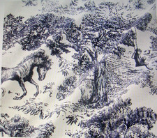 POTTERY BARN BRANDON MAXWELL GROVELAND TOILE TABLECLOTH 70X108 COTTON/LINEN NWTG